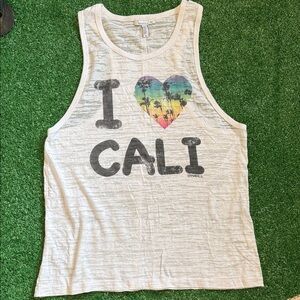 Y2K Surfer Vibes O'Neill Beachy Keen White Burnout I Love Cali Tank Top